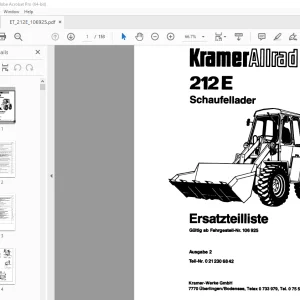 Kramer Allrad 212 E Schaufellader Ersatzteilliste - PDF DOWNLOAD