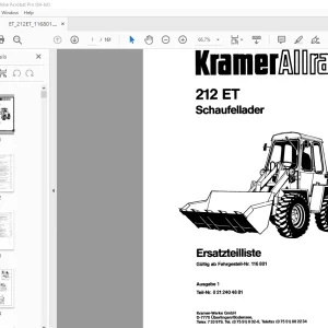 Kramer Allrad 212 ET Schaufellader Ersatzteilliste - PDF DOWNLOAD
