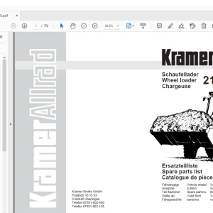 Kramer Allrad 212 LT/LTx Wheel Loader Parts Manual - PDF DOWNLOAD