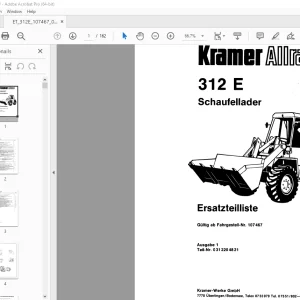 Kramer Allrad 312 E Schaufellader Ersatzteilliste 107467 - PDF DOWNLOAD