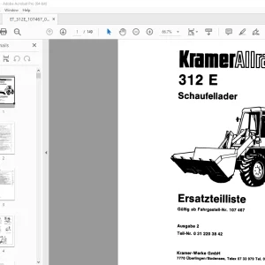 Kramer Allrad 312 E Schaufellader Ersatzteilliste - PDF DOWNLOAD