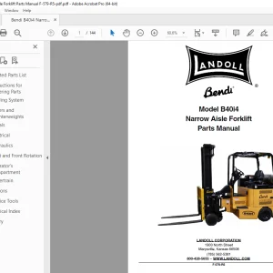 Landoll Bendi B40i4 Narrow Aisle Forklift Parts Manual - PDF DOWNLOAD