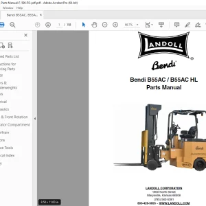 Landoll Bendi B55AC / B55AC HL Forklift Parts Manual - PDF DOWNLOAD