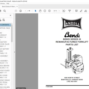 Landoll Bendi Series III Forklift Parts Manual - PDF DOWNLOAD