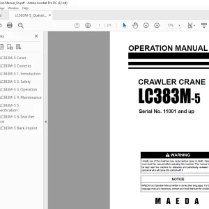 Maeda Crawler Crane LC383M-5 Operation Manual 541E-OM1010-00