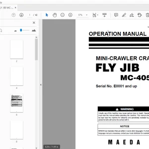Maeda FLY JIB MC-405C MINI-CRAWLER CRANE OPERATION MANUAL - PDF