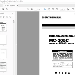 Maeda MC-305C MINI-CRAWLER CRANE OPERATION MANUAL