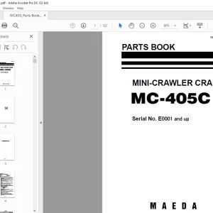 Maeda MC-405C MINI-CRAWLER CRANE PARTS MANUAL 104E-PC0709-00