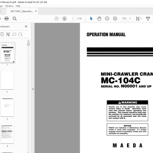 Maeda MINI-CRAWLER CRANE MC-104C OPERATION MANUAL SN00001