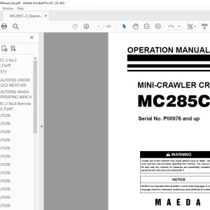 Maeda MINI-CRAWLER CRANE MC285C-2 OPERATION MANUAL SNP00976 and up