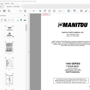 Manitou 1000 SERIES 3 STAGE MAST Parts Manual - PDF DOWNLOAD