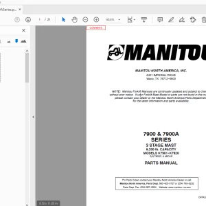 Manitou 7900 & 7900A SERIES 3 STAGE MAST PARTS MANUAL - PDF DOWNLOAD