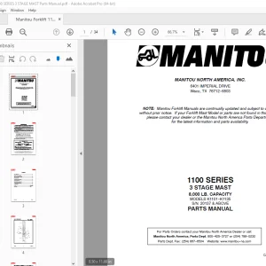 Manitou Forklift 1100 SERIES 3 STAGE MAST Parts Manual - PDF DOWNLOAD