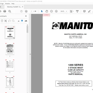 Manitou Forklift 1200 SERIES 3 STAGE MAST Parts Manual - PDF DOWNLOAD