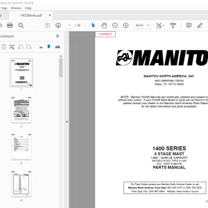 Manitou Forklift 1400 SERIES 4 STAGE MAST Parts Manual - PDF DOWNLOAD