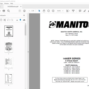 Manitou Forklift 1400ER SERIES 5 STAGE MAST Parts Manual - PDF DOWNLOAD