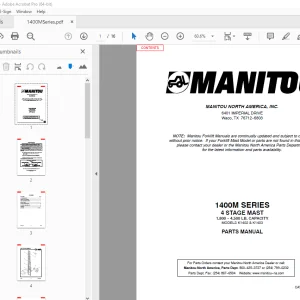 Manitou Forklift 1400M SERIES 4 STAGE MAST Parts Manual - PDF DOWNLOAD