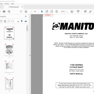 Manitou Forklift 1700 SERIES 3 STAGE MAST Parts Manual - PDF DOWNLOAD