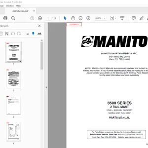 Manitou Forklift 3500 SERIES 2 RAIL MAST Parts Manual PDF