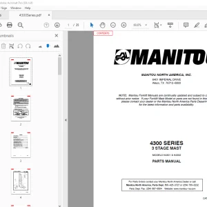 Manitou Forklift 4300 SERIES 3 STAGE MAST Parts Manual - PDF DOWNLOAD