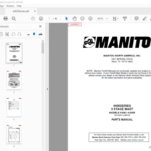 Manitou Forklift 4400 SERIES 3 STAGE MAST Parts Manual - PDF DOWNLOAD