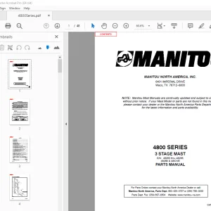Manitou Forklift 4800 SERIES 3 STAGE MAST Parts Manual PDF