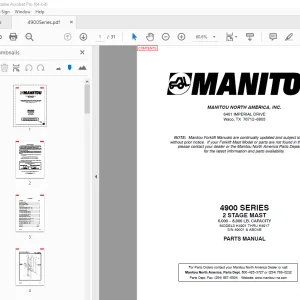 Manitou Forklift 4900 SERIES 2 STAGE MAST Parts Manual - PDF DOWNLOAD