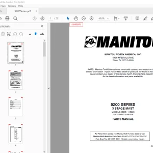 Manitou Forklift 5200 SERIES 3 STAGE MAST Parts Manual - PDF DOWNLOAD