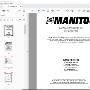 Manitou Forklift 5300 SERIES 3 STAGE MAST Parts Manual - PDF DOWNLOAD