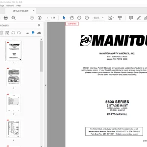 Manitou Forklift 5600 SERIES 2 STAGE MAST Parts Manual - PDF DOWNLOAD