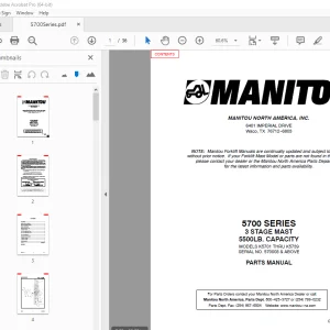 Manitou Forklift 5700 SERIES 3 STAGE MAST Parts Manual - PDF DOWNLOAD