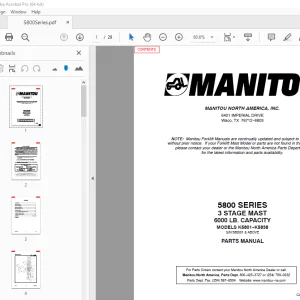 Manitou Forklift 5800 SERIES 3 STAGEMAST Parts Manual PDF