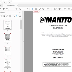Manitou Forklift 6900 SERIES 2 STAGE MAST Parts Manual - PDF DOWNLOAD