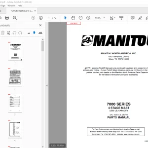 Manitou Forklift 7000 SERIES 4 STAGE MAST Parts Manual - PDF DOWNLOAD