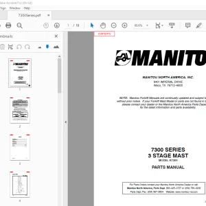 Manitou Forklift 7300 SERIES 3 STAGE MAST Parts Manual PDF
