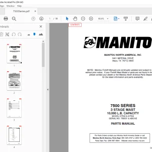 Manitou Forklift 7500 SERIES 3 STAGEMAST Parts Manual PDF