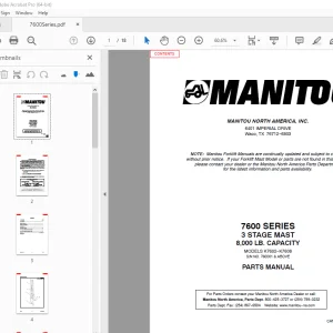 Manitou Forklift 7600 SERIES 3 STAGEMAST Parts Manual - PDF DOWNLOAD