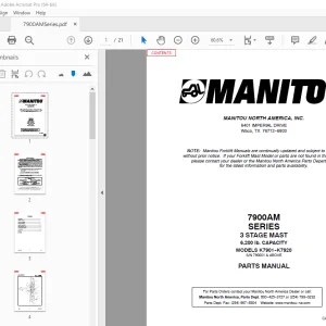 Manitou Forklift 7900AM SERIES 3 STAGE MAST Parts Manual - PDF DOWNLOAD