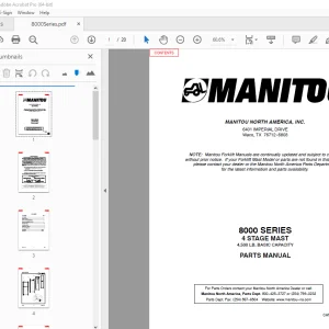Manitou Forklift 8000 SERIES 4 STAGE MAST Parts Manual - PDF DOWNLOAD