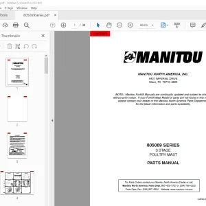 Manitou Forklift 805069 SERIES 3 STAGE POULTRY MAST Parts Manual - PDF