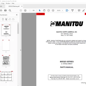 Manitou Forklift 805323 SERIES 2--STAGE MAST Parts Manual PDF