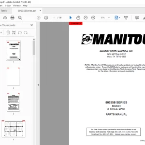 Manitou Forklift 805358 SERIES MSI50H 3--STAGE MAST Parts Manual PDF