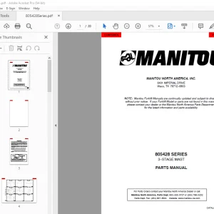 Manitou Forklift 805428 SERIES 3-STAGE MAST Parts Manual - PDF DOWNLOAD