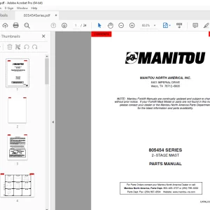 Manitou Forklift 805454 SERIES 2-STAGE MAST Parts Manual PDF