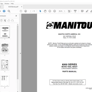 Manitou Forklift 8300 SERIES MONO RAIL MAST Parts Manual PDF