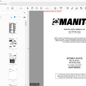 Manitou Forklift HYDRO-HAWK M2 30 H P/C -PS/P/PL/PXL PARTS MANUAL - PDF