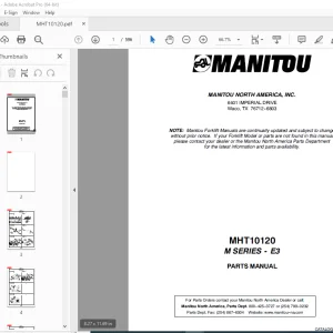Manitou Forklift MHT 10120 M Series Parts Manual - PDF DOWNLOAD