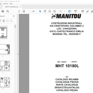 Manitou Forklift MHT 10180L Parts Manual - PDF DOWNLOAD