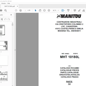Manitou Forklift MHT 10180L Parts Manual - PDF DOWNLOAD