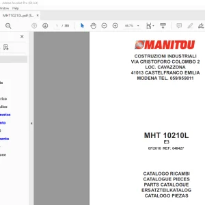 Manitou Forklift MHT 10210L Parts Manual - PDF DOWNLOAD
